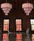 Vintage Murano Glass Tiered Chandeliers with 78 Alabaster Pink Glasses, 1990s, Set of 2 2
