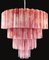 Vintage Murano Glass Tiered Chandeliers with 78 Alabaster Pink Glasses, 1990s, Set of 2 11