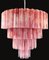 Vintage Murano Glass Tiered Chandeliers with 78 Alabaster Pink Glasses, 1990s, Set of 2, Image 11