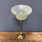 Tischlampe aus Messing mit Mintgrüner Glashaube 10