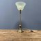 Brass Table Lamp with Mint Green Glass Hood 20
