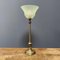 Brass Table Lamp with Mint Green Glass Hood 1