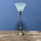 Brass Table Lamp with Mint Green Glass Hood 21