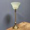 Brass Table Lamp with Mint Green Glass Hood 8
