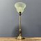 Brass Table Lamp with Mint Green Glass Hood, Image 2