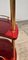 Carrello di servizio rotondo in pergamena rossa con dettagli in ottone attribuito ad Aldo Tura, Italia, anni '70, Immagine 5
