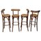 French Canned and Wooden Barstools, 1980s, Set of 4 1
