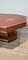 Large French Leather Brown Coffee Table with Brass Details, 1975 6