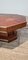 Large French Leather Brown Coffee Table with Brass Details, 1975, Image 6