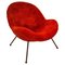 Egg Chair aus Rotem Original Stoff von Fritz Neth, 1965 1