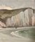 Henry Maurice Cahours, Petit Dalles Beach, Normandy, France, 1940s, Gouache, Framed, Image 3