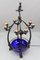 Art Deco Figural Eight-Light Table Lamp with Blue Iridescent Glass Bowl, 1930s 4