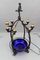 Art Deco Figural Eight-Light Table Lamp with Blue Iridescent Glass Bowl, 1930s 16