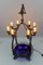 Art Deco Figural Eight-Light Table Lamp with Blue Iridescent Glass Bowl, 1930s 6
