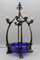 Art Deco Figural Eight-Light Table Lamp with Blue Iridescent Glass Bowl, 1930s 17