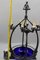 Lampe de Bureau Art Déco à Huit Lampes avec Bol en Verre Irisé Bleu, 1930s 14
