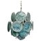 Vintage Italian Murano Chandelier with 24 Blue Disks, 1990s, Image 1