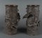 Vases Rouleaux en Bronze Patiné Chocolat avec Dragons, Chine, 19ème Siècle, Set de 2 2