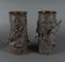 Vases Rouleaux en Bronze Patiné Chocolat avec Dragons, Chine, 19ème Siècle, Set de 2 1