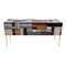 Italienisches Sideboard aus Holz & Farbglas, 1950er 2