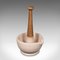 Small Antique Mortar and Pestle in Ceramic and Beech, 1900, Set of 2 1