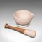 Small Antique Mortar and Pestle in Ceramic and Beech, 1900, Set of 2 3