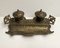 AntiqueFrench Cast Brass Double Inkwell, 1900s 1