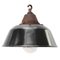 Vintage Industrial Black Enamel Pendant Lights in Cast Iron and Clear Glass, Image 1