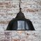 Vintage Industrial Black Enamel Pendant Lights in Cast Iron and Clear Glass 4