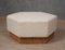 Mid-Century Hexagonal Central Bench in White Fabric, 1980 1