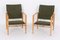 Safari Chairs with Green Canvas Fabric by Kaare Klint for Rud. Rasmussen, 1970s, Set of 2 1