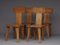 Brutalist Elm Wood Dining Chairs, 1970s, Set of 4 3