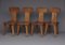 Brutalist Elm Wood Dining Chairs, 1970s, Set of 4 17