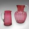 Vintage English Cordial Mixer Set in Hand-Blown Cranberry Glass, 1930s, Set of 2 1