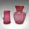 Vintage English Cordial Mixer Set in Hand-Blown Cranberry Glass, 1930s, Set of 2 2