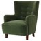 Scandinavian Modern Easy Chair in Green Mohair Velvet Fabric from Fritz Hansen, 1940s, Image 1