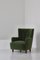 Scandinavian Modern Easy Chair in Green Mohair Velvet Fabric from Fritz Hansen, 1940s 3