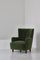 Scandinavian Modern Easy Chair in Green Mohair Velvet Fabric from Fritz Hansen, 1940s, Image 3