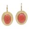 18 Karat Yellow Gold Earrings with Coral, 1950s, Set of 2 1