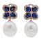 14 Karat Rose Gold Dangle Earrings with Pearls, Sapphires and Diamonds, 1970s, Set of 2, Image 1