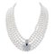 Mehrsträngige Platin-Halskette mit Perlen, Saphiren und Diamanten, 1970er 1