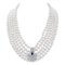 Platinum Multistrands Necklace with Pearls, Sapphires and Diamonds, 1970s 1