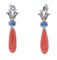 14 Karat White Gold Dangle Earrings with Coral, Sapphires and Diamonds, 1960s, Set of 2 3