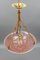 French Light Pink Frosted Glass Pendant Light with Bird Motifs, 1930s, Image 14