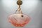 French Light Pink Frosted Glass Pendant Light with Bird Motifs, 1930s 19