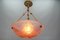 French Light Pink Frosted Glass Pendant Light with Bird Motifs, 1930s 16