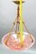 French Light Pink Frosted Glass Pendant Light with Bird Motifs, 1930s, Image 13