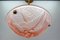 French Light Pink Frosted Glass Pendant Light with Bird Motifs, 1930s, Image 5