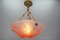 French Light Pink Frosted Glass Pendant Light with Bird Motifs, 1930s, Image 17