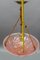 French Light Pink Frosted Glass Pendant Light with Bird Motifs, 1930s, Image 12